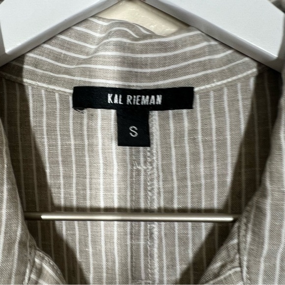 Kal Rieman Womens Stripe Linen Button Up Short Sleeve Shirt Size Small - Picture 2 of 8